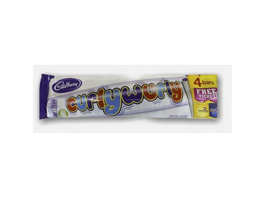 Cadbury Curly Wurly 4 Pack UK Creamy Ribbon Caramel Milk Chocolate