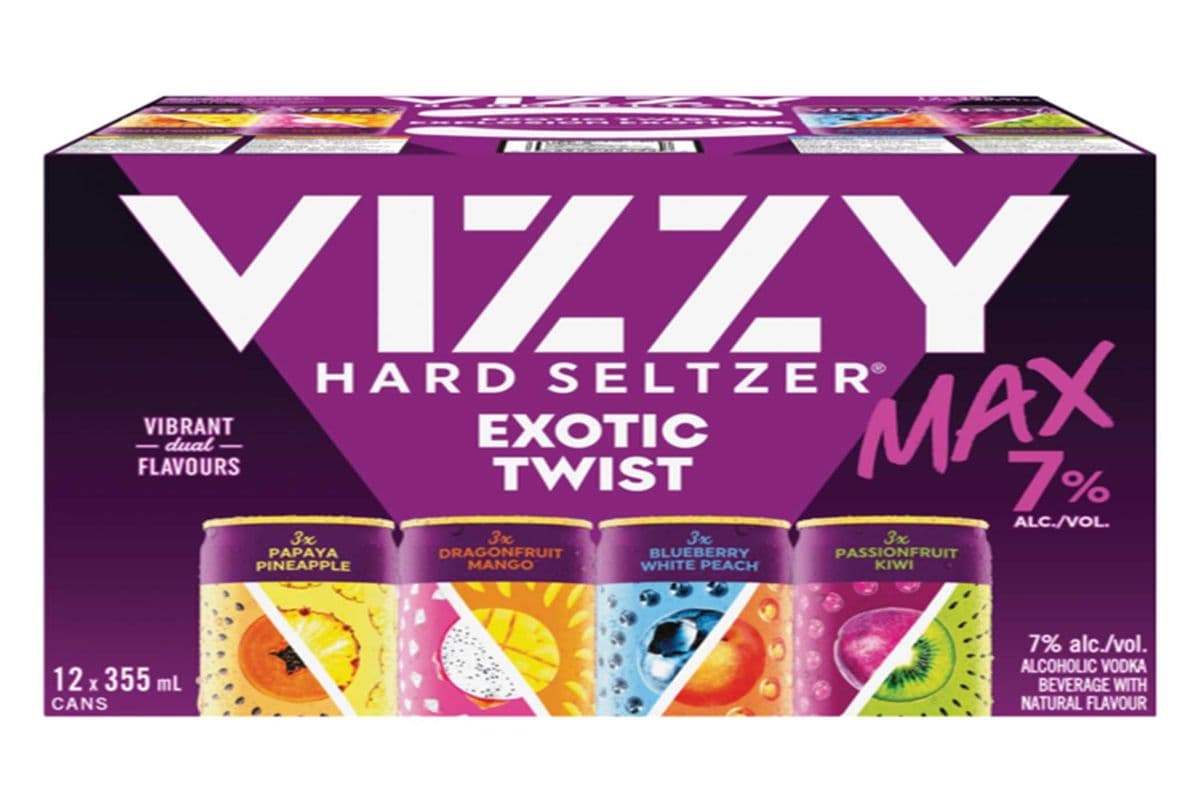 VIZZY HARD SELTZER EXOTIC TWIST MAX MIXER 7% 12 CANS (NEW ITEM) (12 x 355 ML)