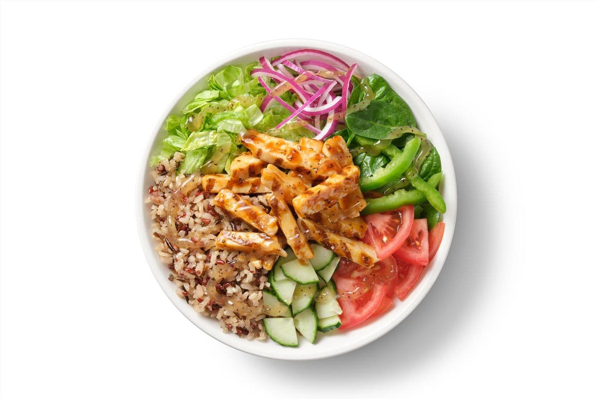 Sweet Onion Chicken Teriyaki Rice Bowl (470 Cals)