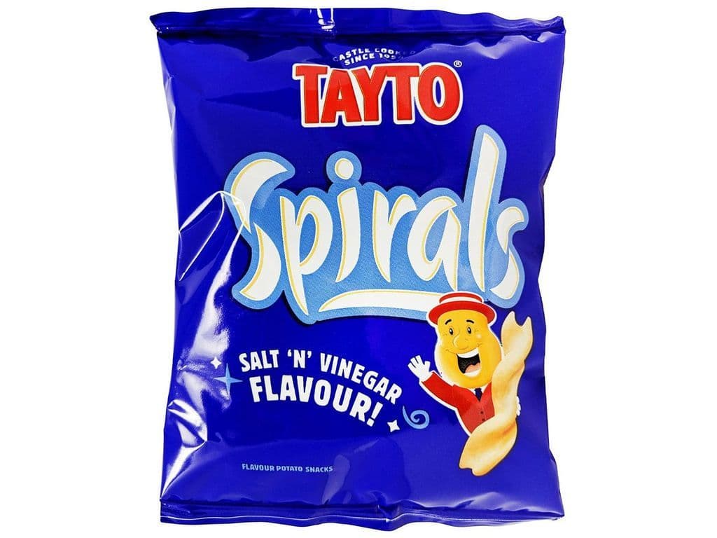 Tayto Spirals Salt and Vinegar Twisting Crisps UK 25g Chips