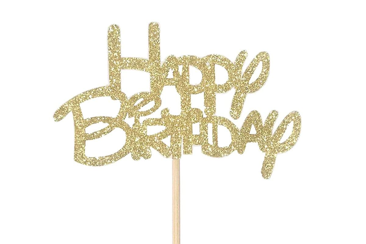 Gold Happy Birthday Cupcake Topper