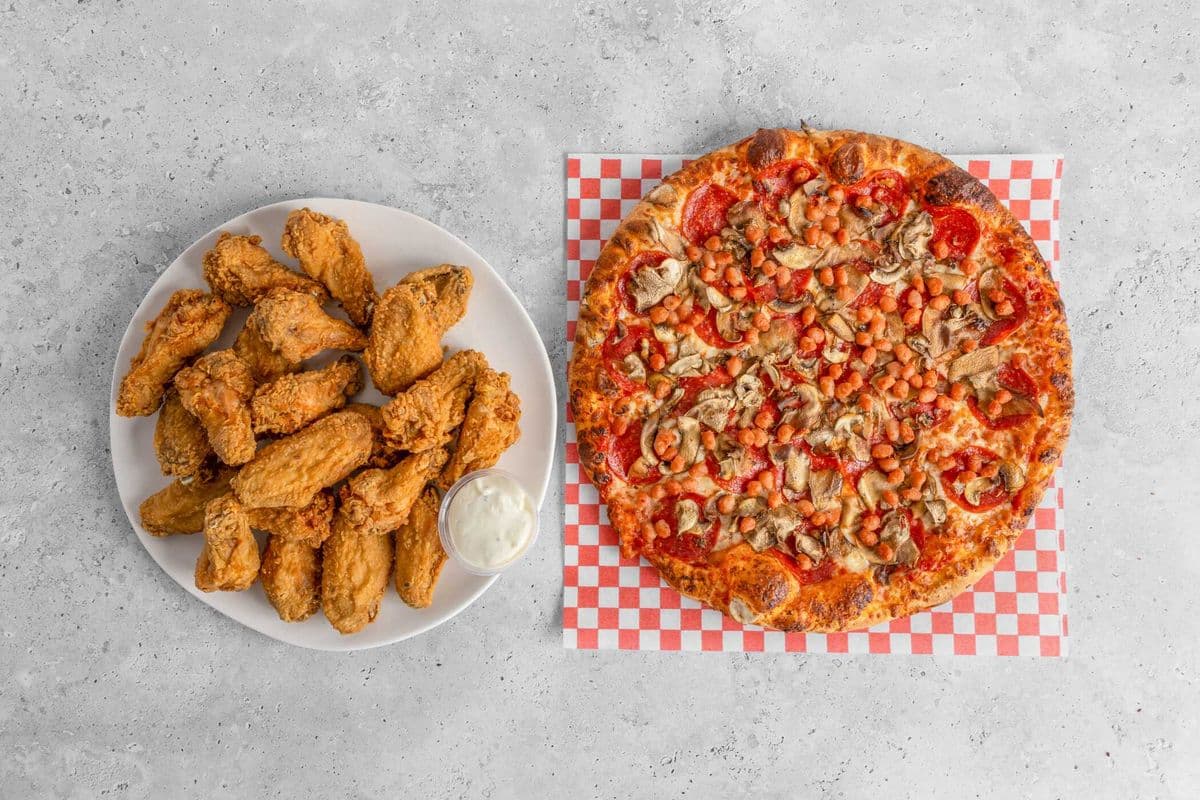 1 Large Pizza, 20 Wings