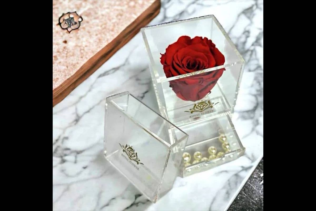 Jewelry Crystal Rose Box - Roses Last 3 Years