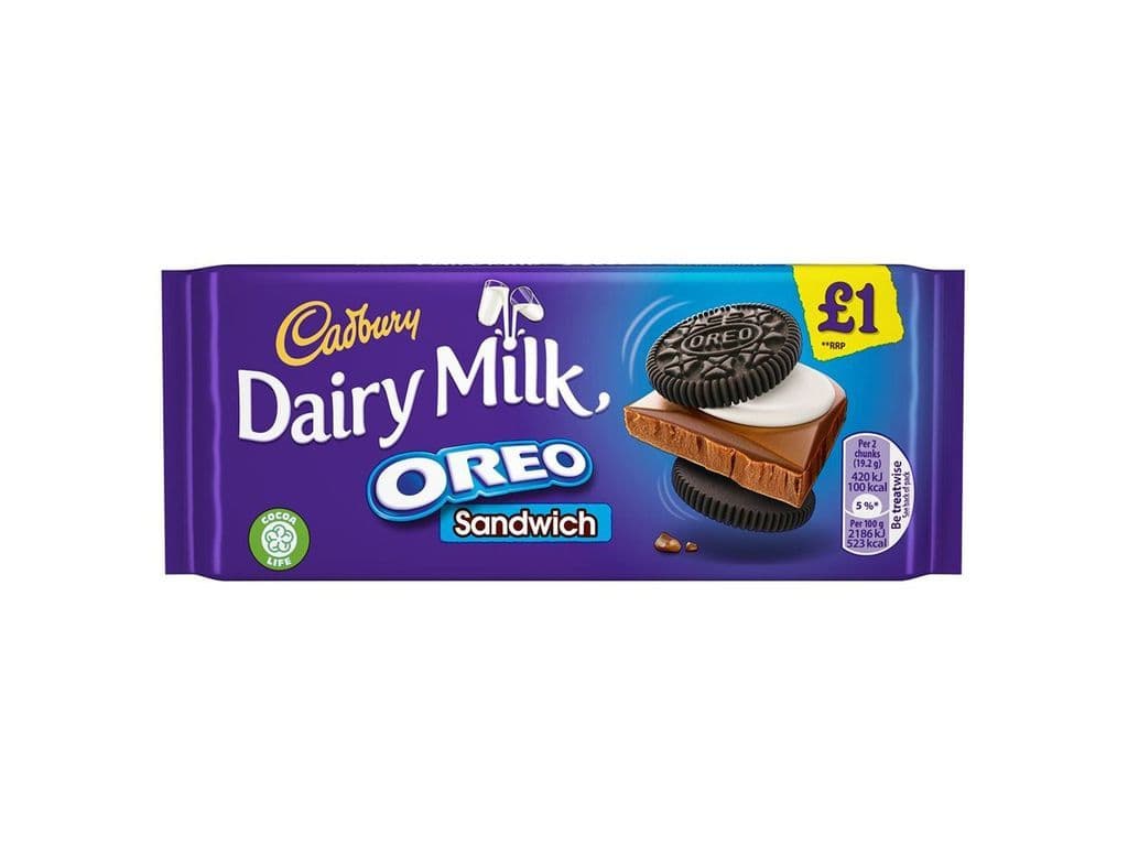 Cadbury Dairy Milk Oreo Sandwich UK Cookie Chocolate Bar
