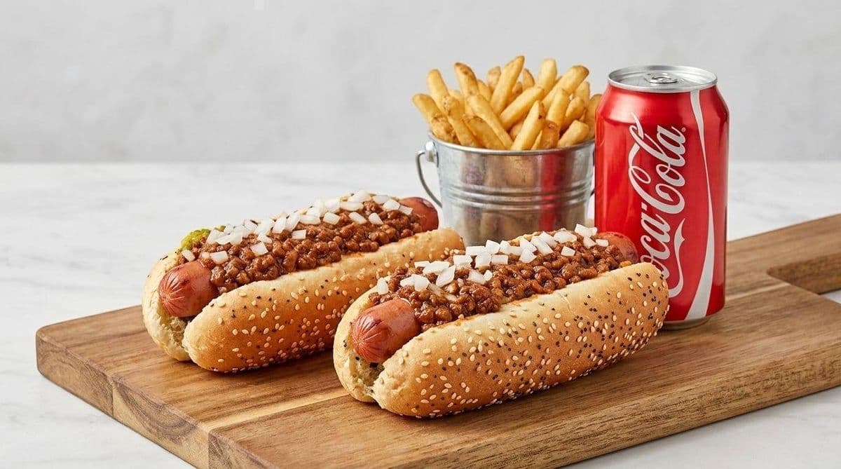 Trio #8 â 2 hot-dogs Michigan + frites + breuvage