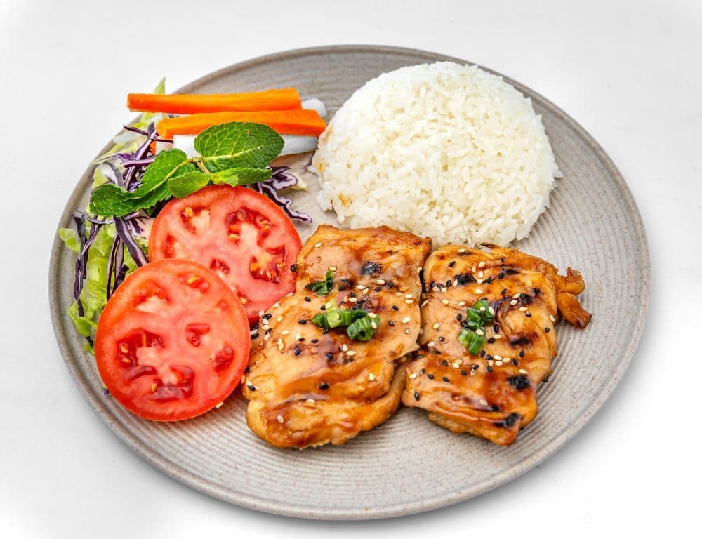 Riz avec poulet grillé