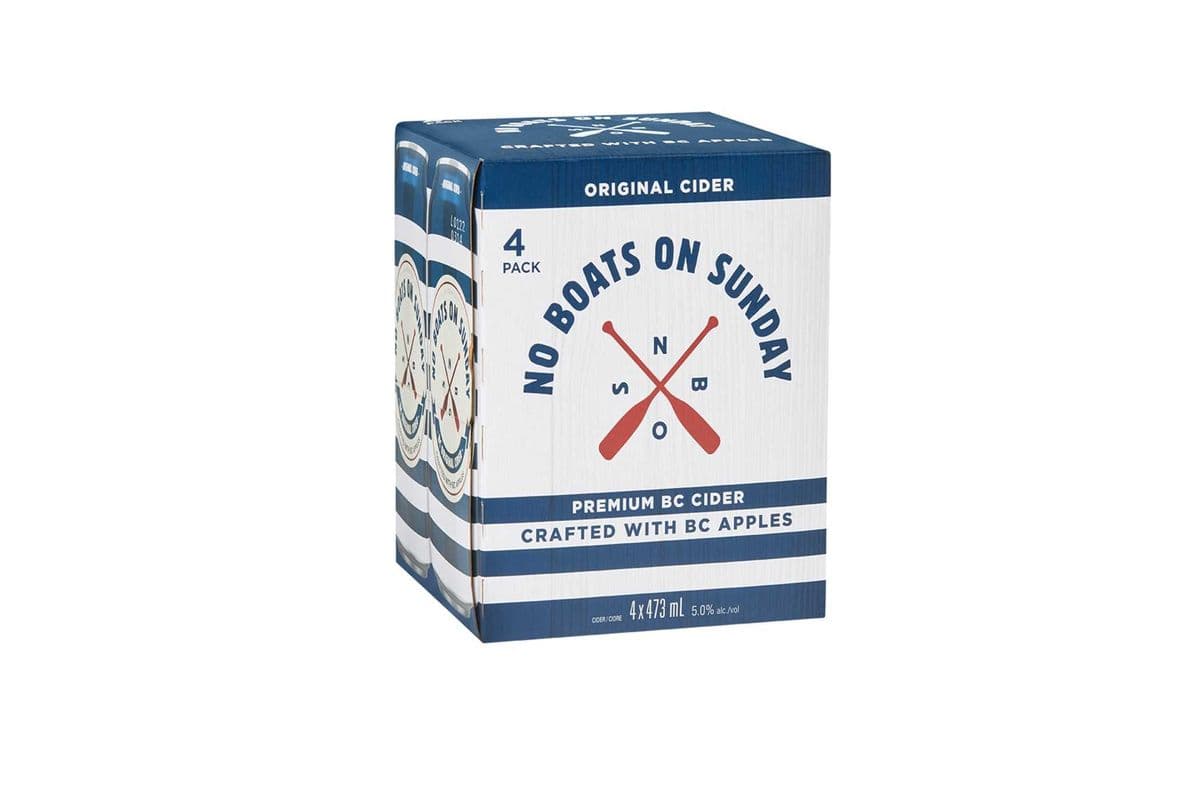 800712. NO BOATS ON SUNDAY 100% BC CIDER (4 x 473ML (CANS))