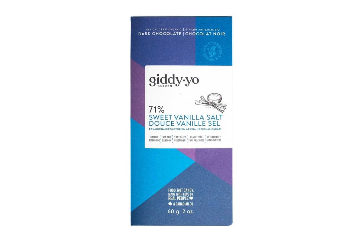 SWEET VANILLA 71% DARK CHOCOLATE, 60 G BAR, ORGANIC, VEGAN, FREE OF PEANUTS, DAIRY, GLUTEN, SOY, LAB TESTED, CEREMONIAL GRADE (60 g)