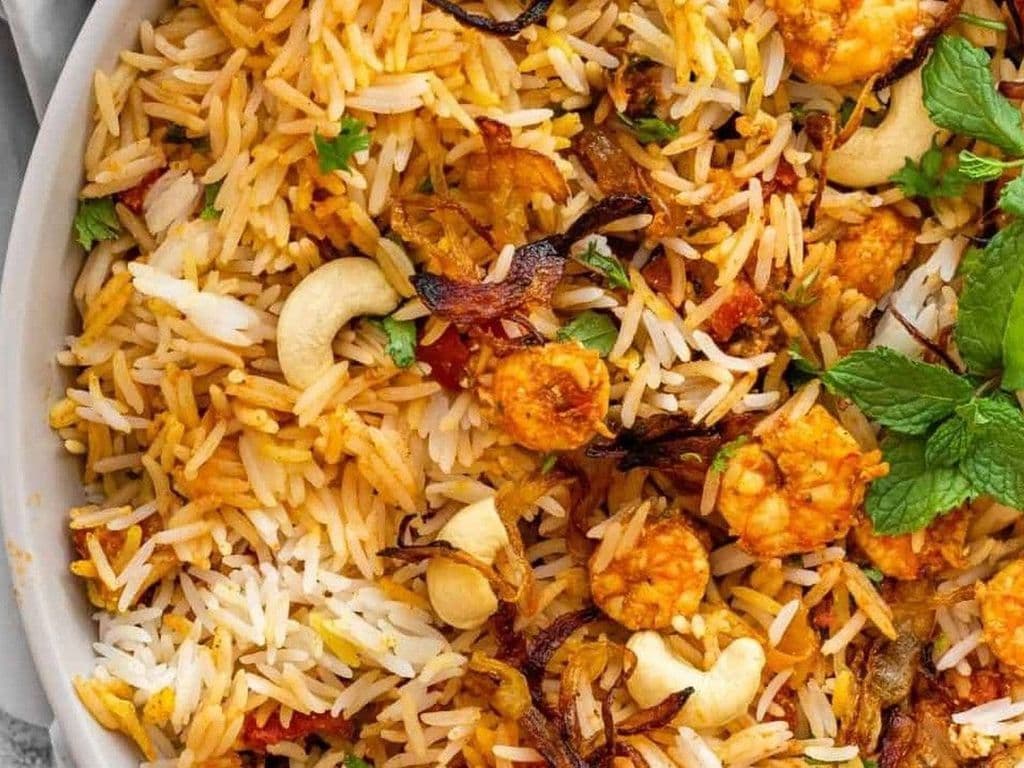 Ghee Roasted cashew Shrimp Biryani