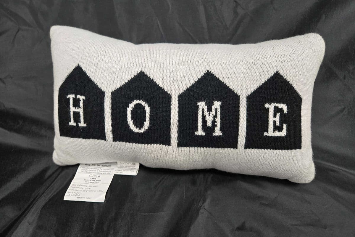 "Home" House Knit Accent Pillow (7" x 14")