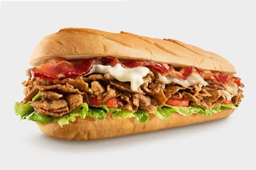 Bacon Three Cheesesteak Sandwich and Cup Fries
