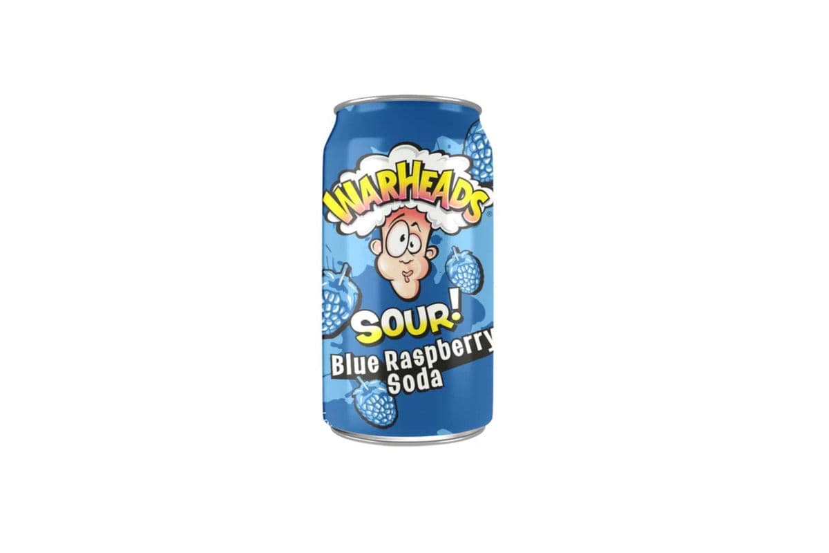 Warheads Sour Blue Raspberry Soda 355mL