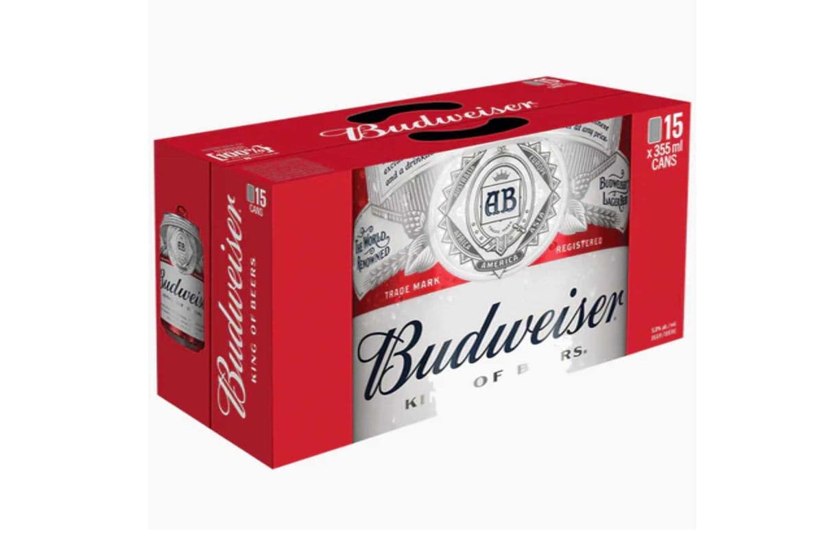 Budweiser 15 Pack Cans (15 x 355 ml Cans)