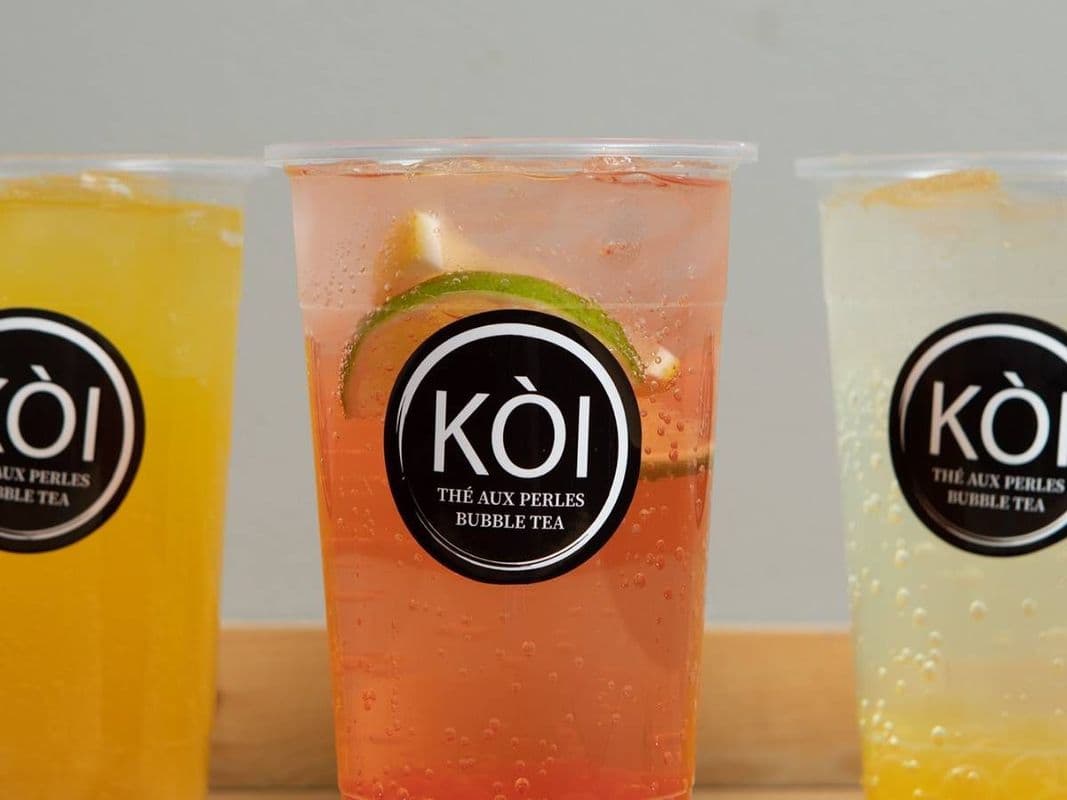 MANGO SODA WITH STRAWBERRY POPPING BOBA