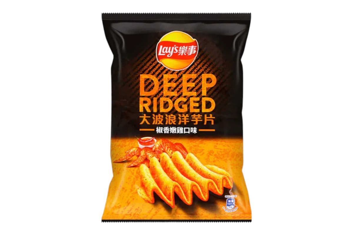 Lays Deep Ridged Peppery tender Chicken Potato Chips (54gm) (150 Cal)