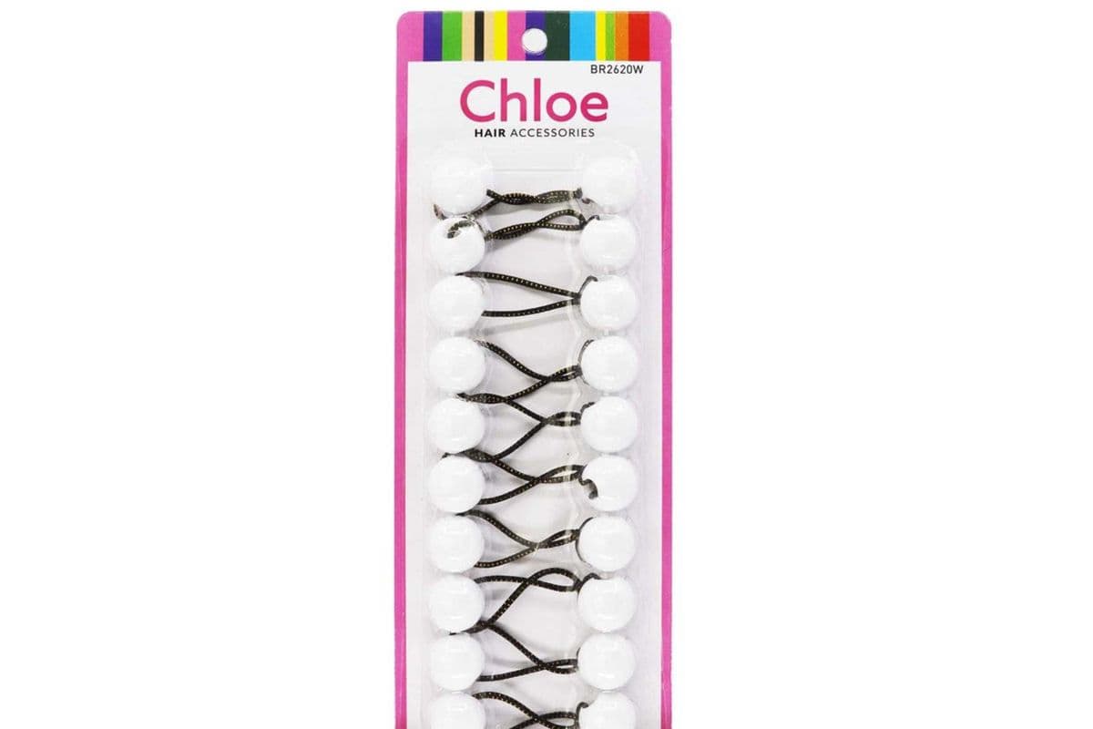 White CHLOE 20mm Twin Beads Ponytailers (10pcs)