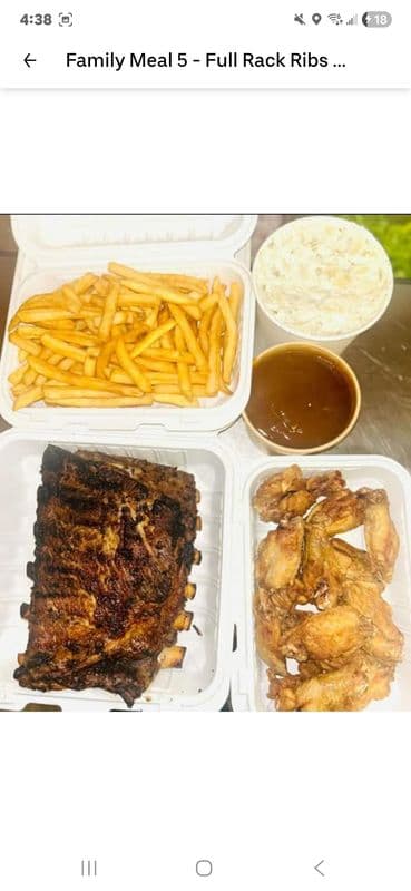 Family Meal 5 - Full Rack Ribs & 12 Wings