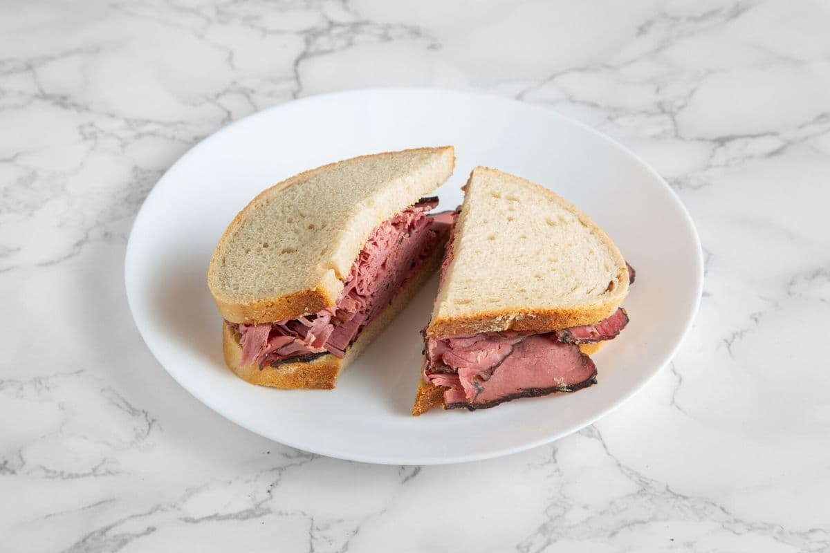 #3 Hot Roast Beef or Montreal Smoked Sandwich with 1 Canned Beverage
