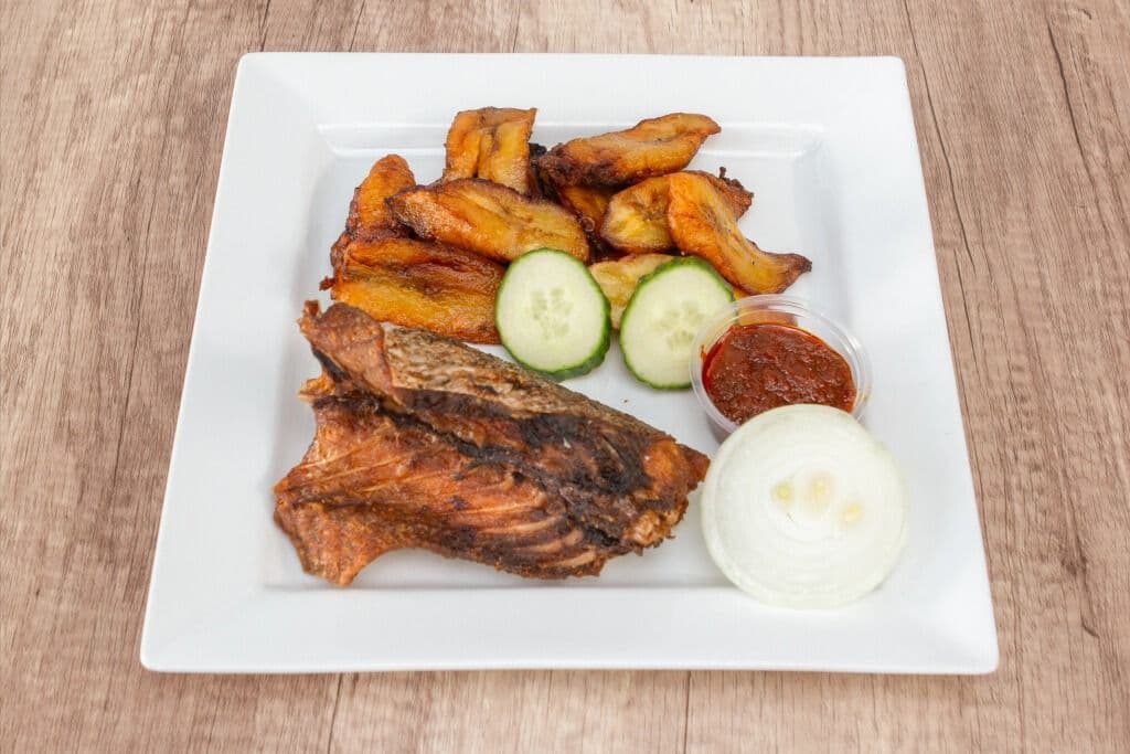 Fried Plantain and Grilled Fish