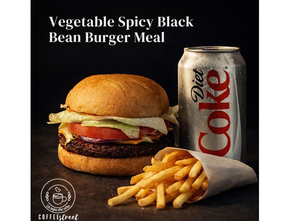 Vegetable Spicy Black Bean Burger Meal