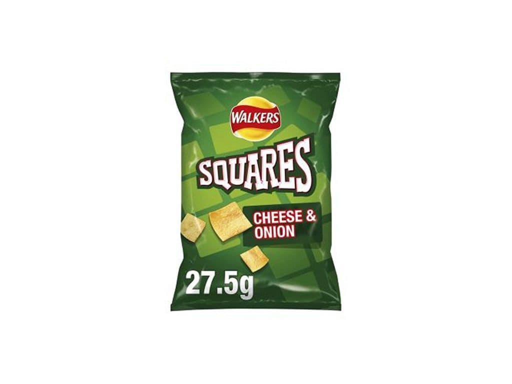 Walkers Squares Cheese and Onion Potato Crisps UK 27.5g Chips