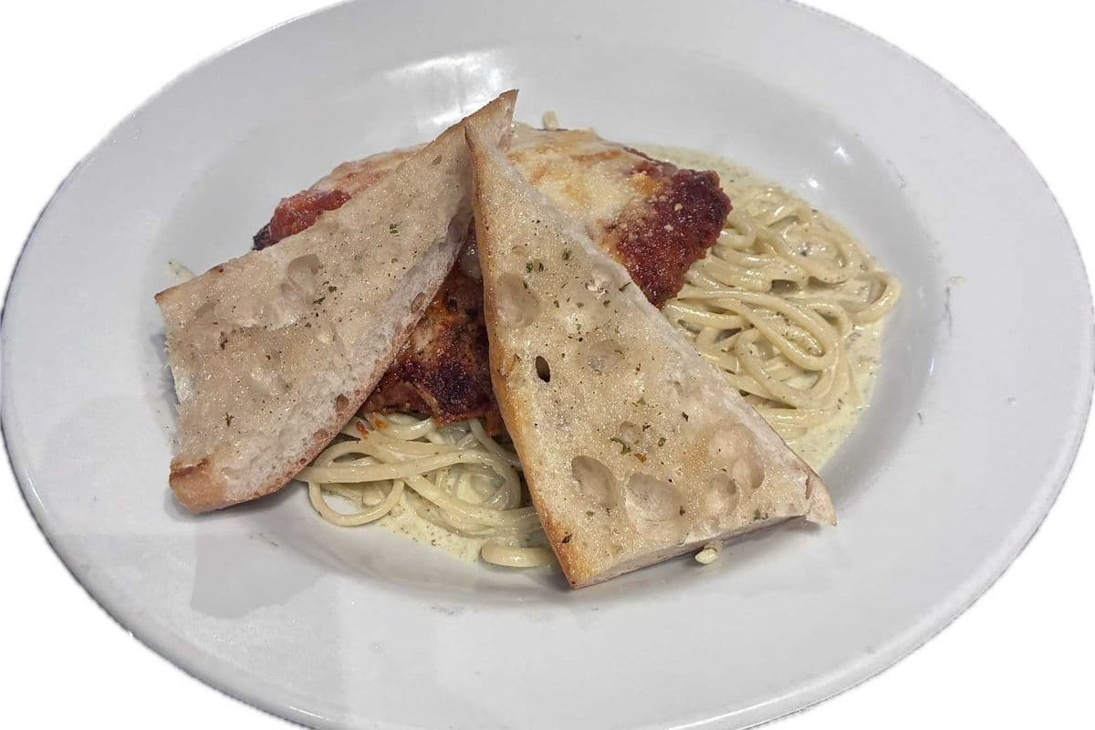 Chicken Parmesan pesto cream pasta