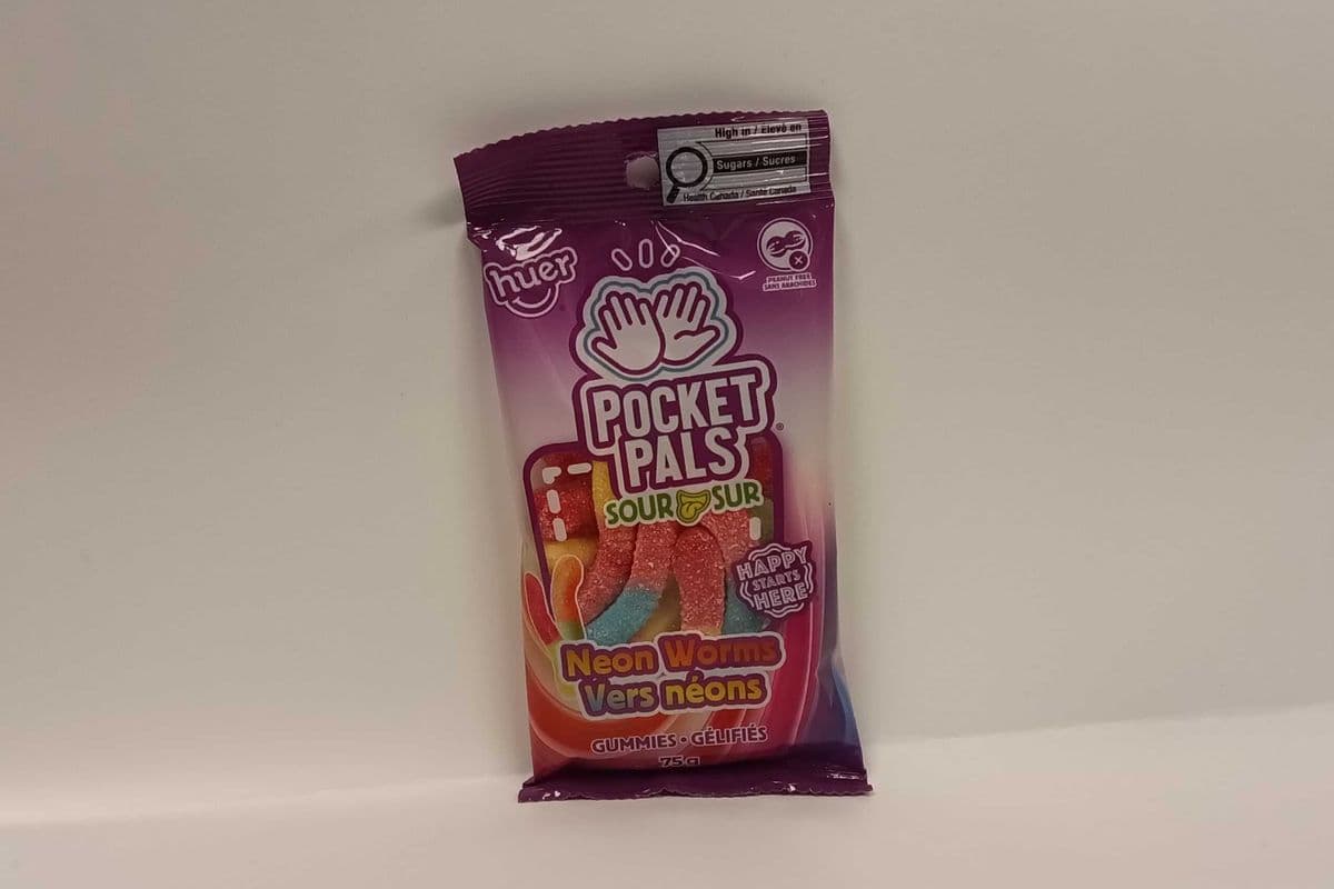 Huer Pocket Pals Sour Gummies - Neon Worms (75g)