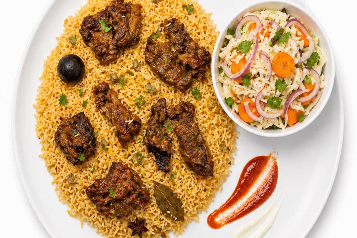 Beef Mandi and Veg Salad
