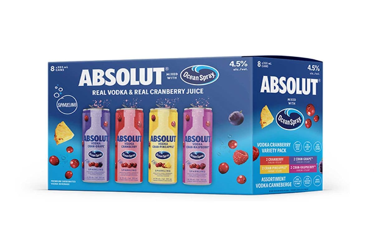 116177. ABSOLUT X OCEAN SPRAY VARIETY PACK (8 x 355ML (CANS))