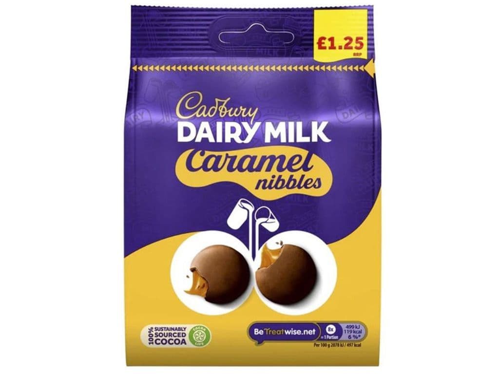 Cadbury Caramel Nibbles Milk Chocolate Bites UK 85g Bag