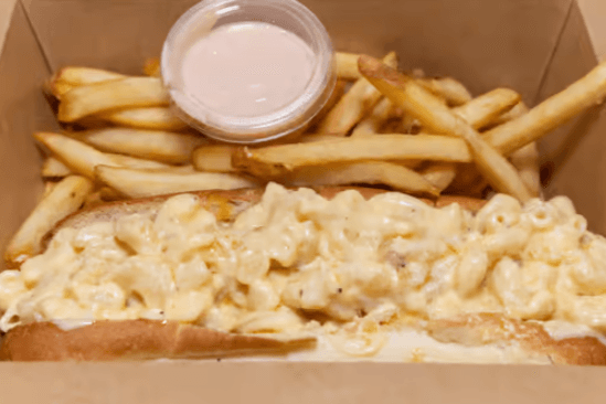 Macaroni and Cheese and Pulled Pork Hoagie