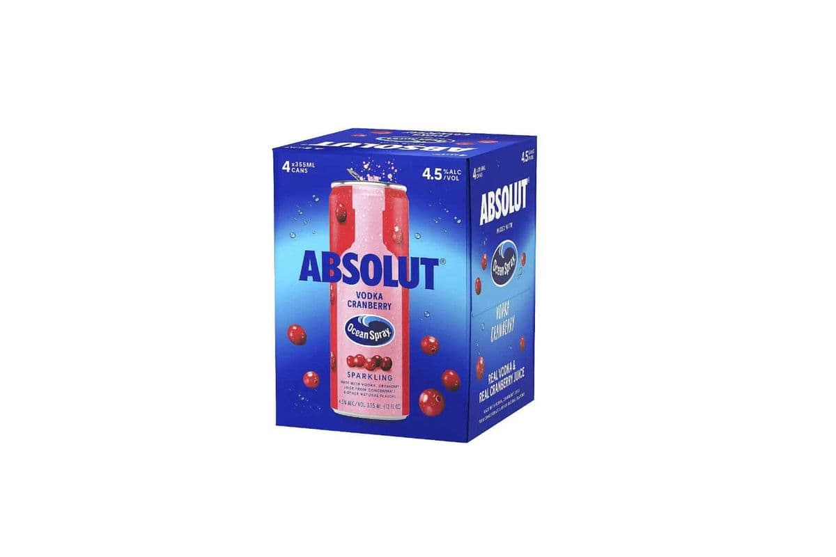Absolut Vodka Cranberry 4 Cans (4 x 355mL Cans)