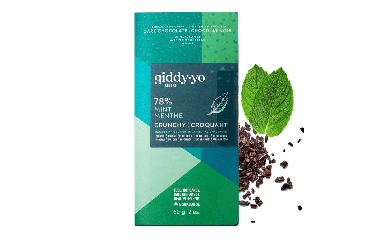 MINT CRUNCHY 78% DARK CHOCOLATE, 60 G BAR, ORGANIC, VEGAN, FREE OF PEANUTS, DAIRY, GLUTEN, SOY, LAB TESTED, CEREMONIAL GRADE (60 g)