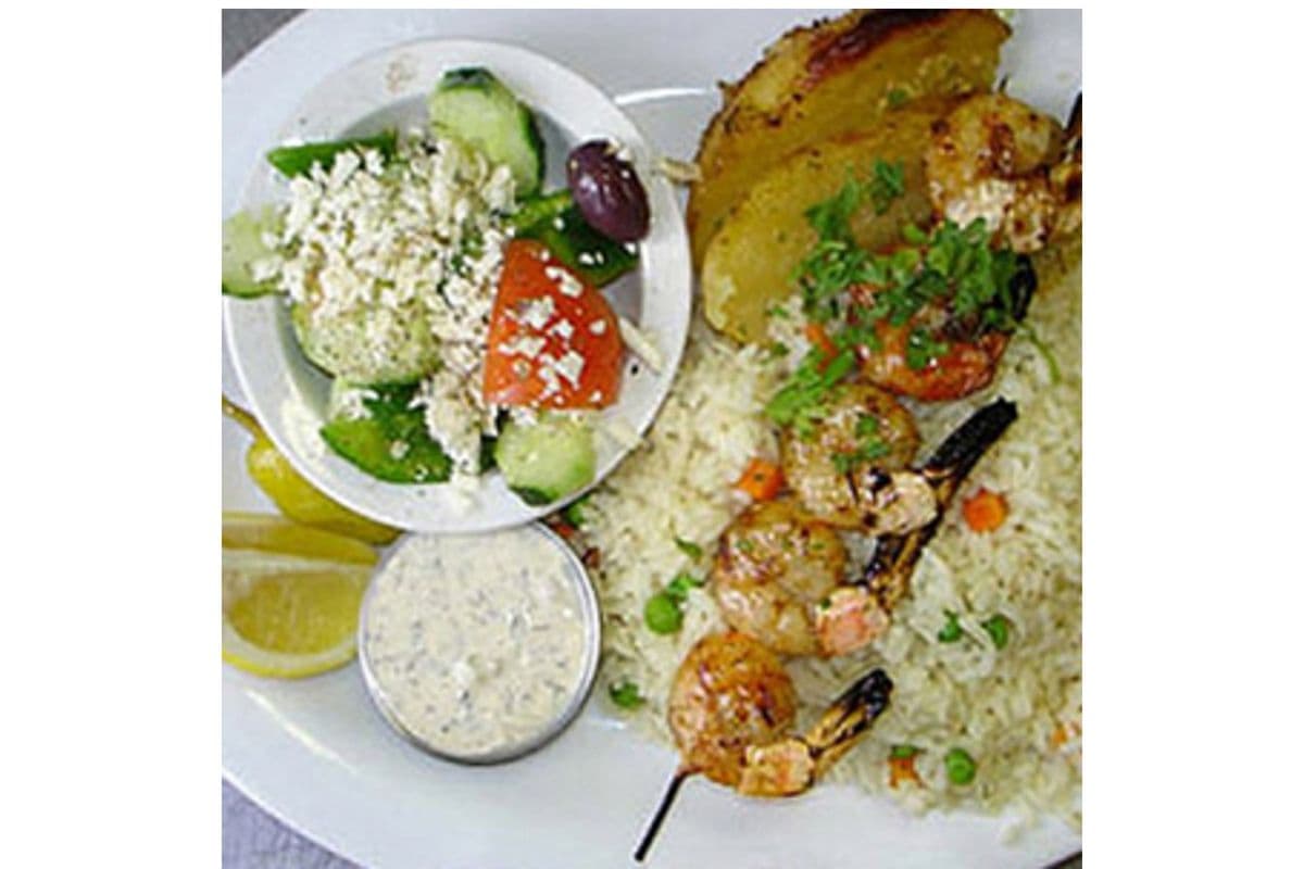 Prawns Greek Souvlaki