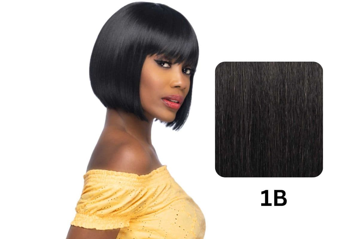 (#1B) Amore Mio Synthetic Fringed End Bob With Swept Bang - AW-BANDI