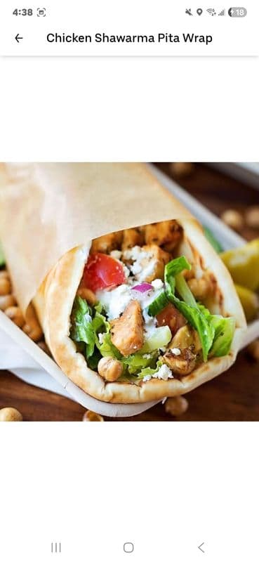 Chicken Shawarma Pita Wrap