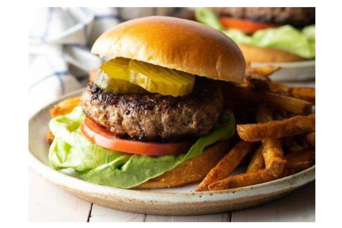 Cheese burger with fries