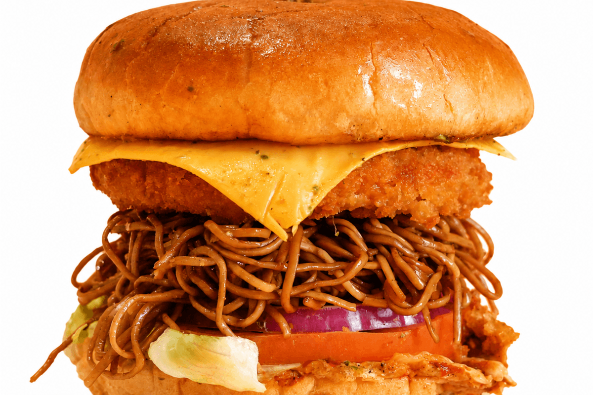 Spicy Chicken Noodle Burger