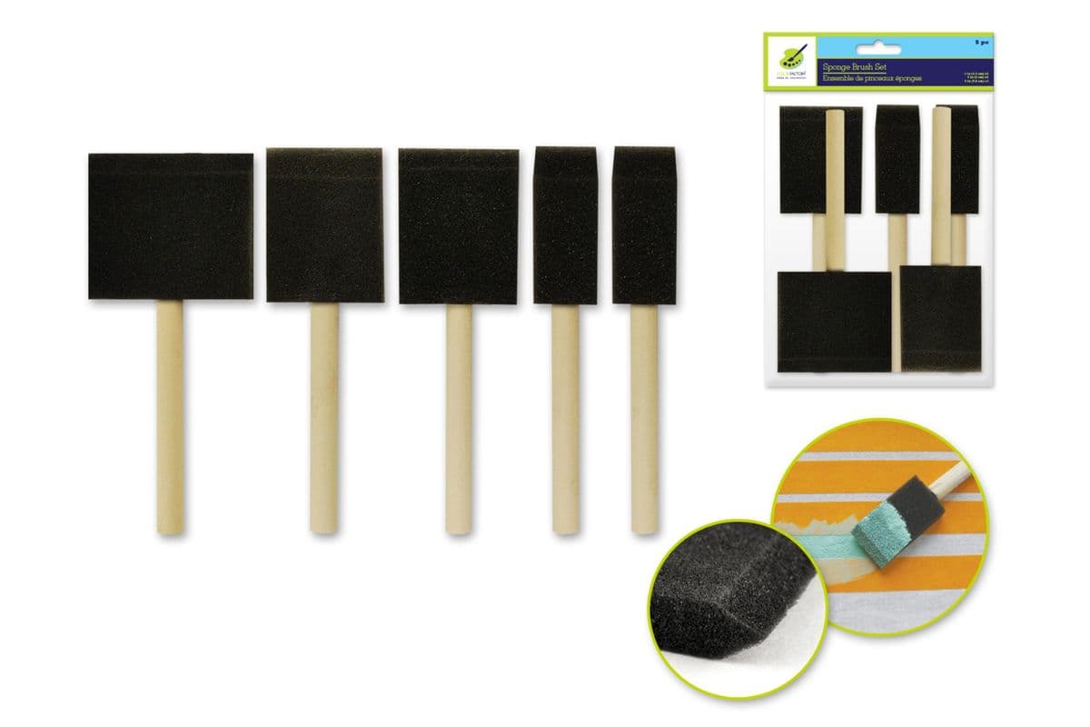 Sponge Brush with Wood Handle 5pc (5 Pack)