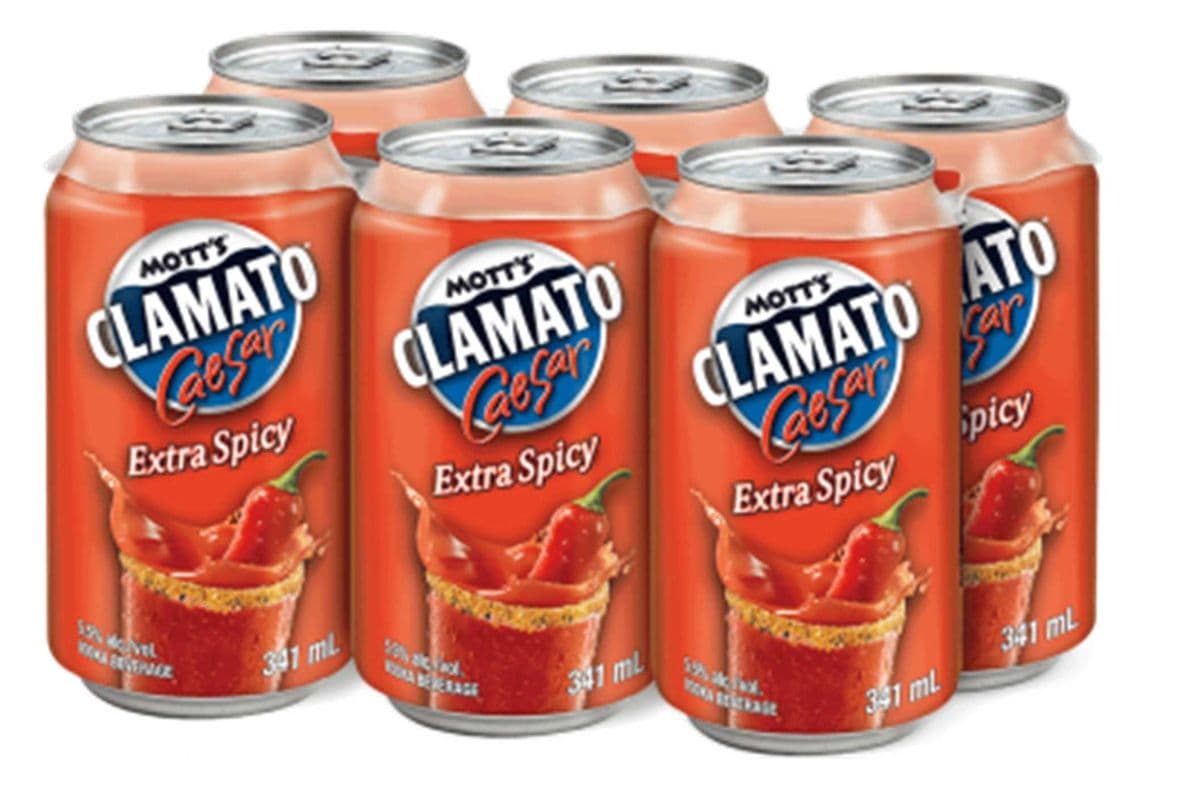 MOTT'S CLAMATO CAESAR EXTRA SPICY (CANS) (6 x 355 ML)