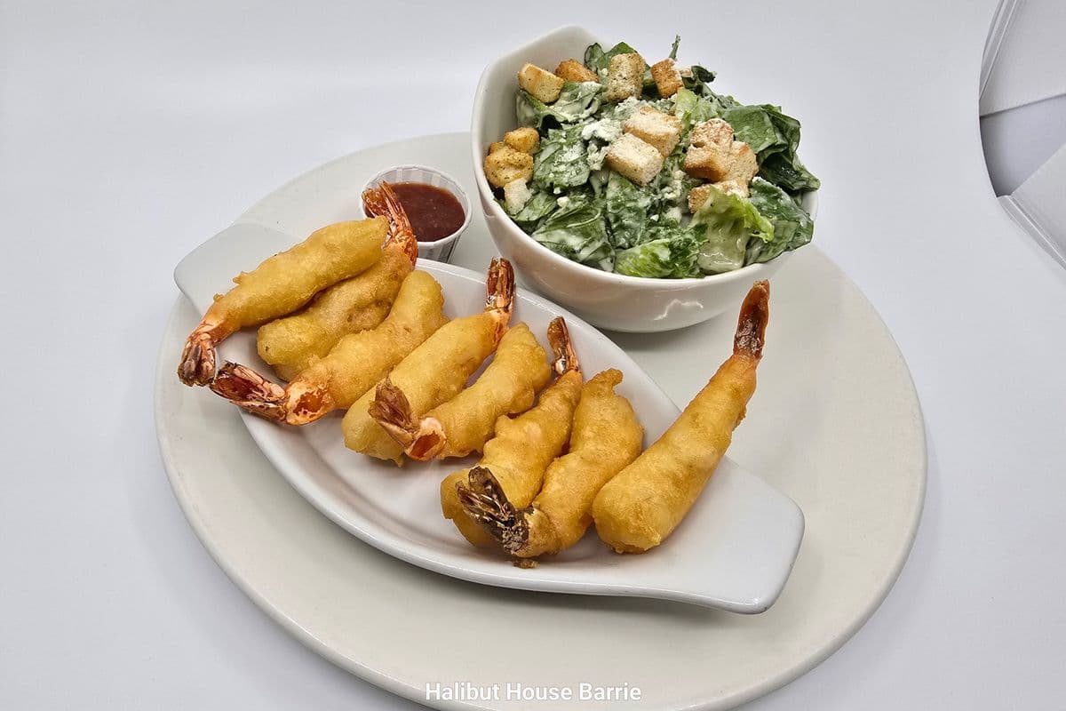 Black Tiger Shrimp (8 pcs) and Caesar Salad