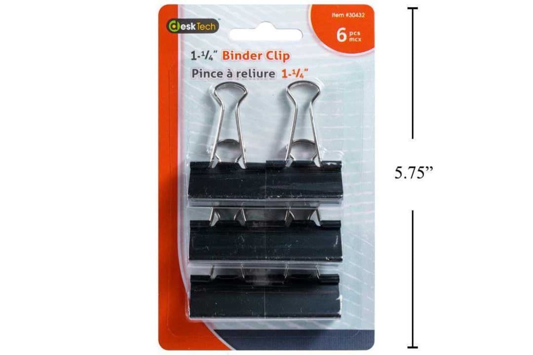 Binder Clip Blk 1.25In 6Pk, CTG 30432