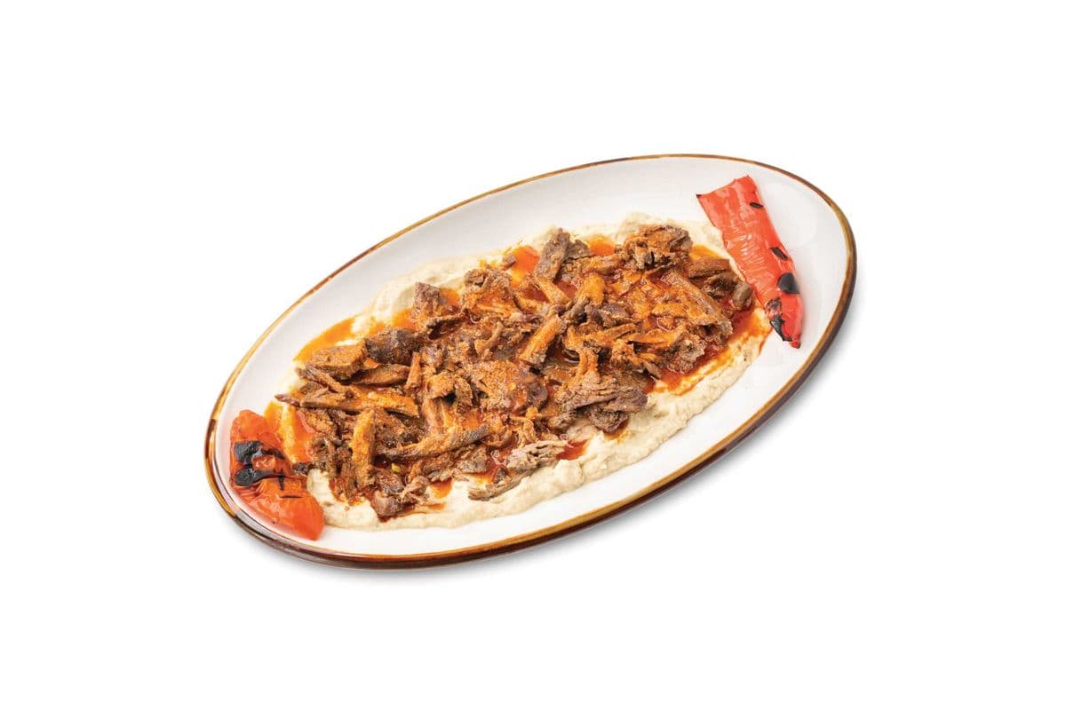 Beef Shawarma on Baba Ghanoush W/Bread