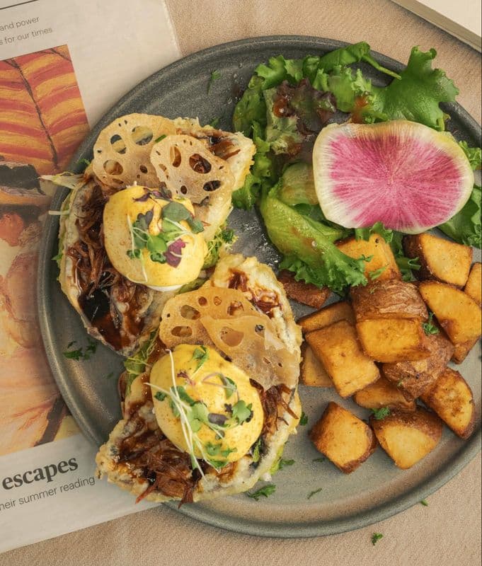 Portobello Tempura Eggs Benny