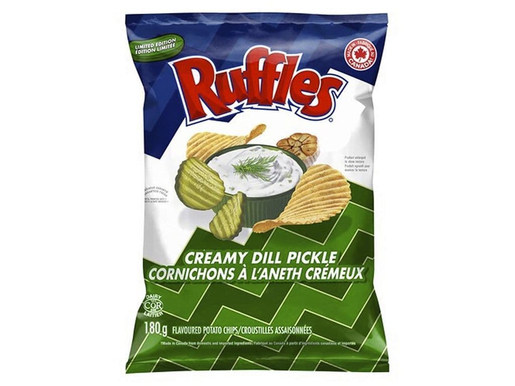 Ruffles Creamy Dill Pickle Potato Chips 180g Snack