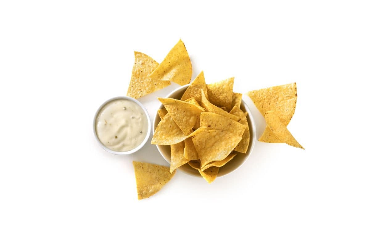 Side of Taco Chips and Queso Blanco