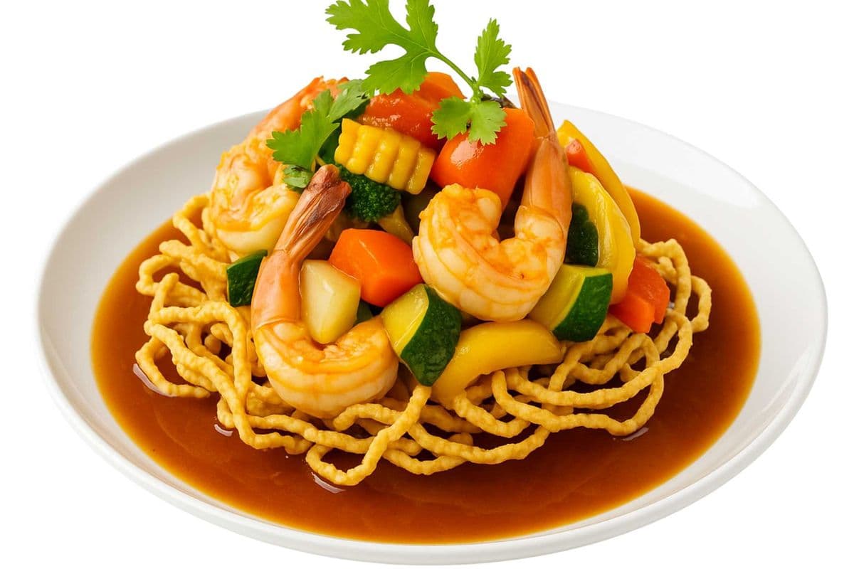 M06.Nouilles Nids d’Oiseau (Poulet / Bœuf / Crevettes) Bird’s Nest Crispy Noodles (Chicken / Beef / Shrimp) Mì tổ chim giòn (Gà / Bò / Tôm)