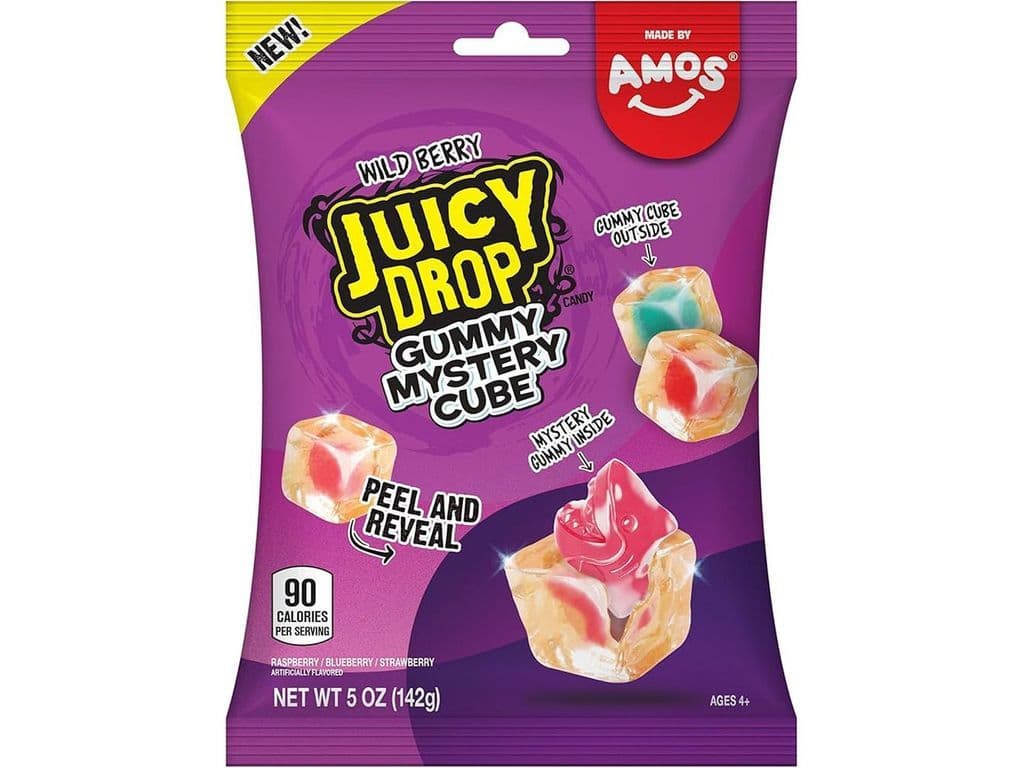 Amos Juicy Drop Gummy Mystery Cube Wild Berry Peelerz Collab 142g Candy