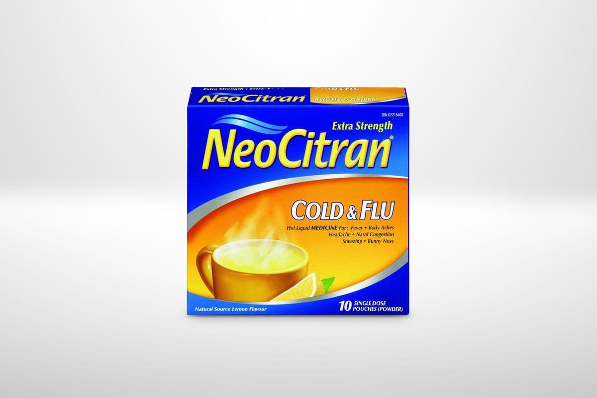 NeoCitran Extra Strength Cold & Sinus and Flu Night Lemon (10 Count)