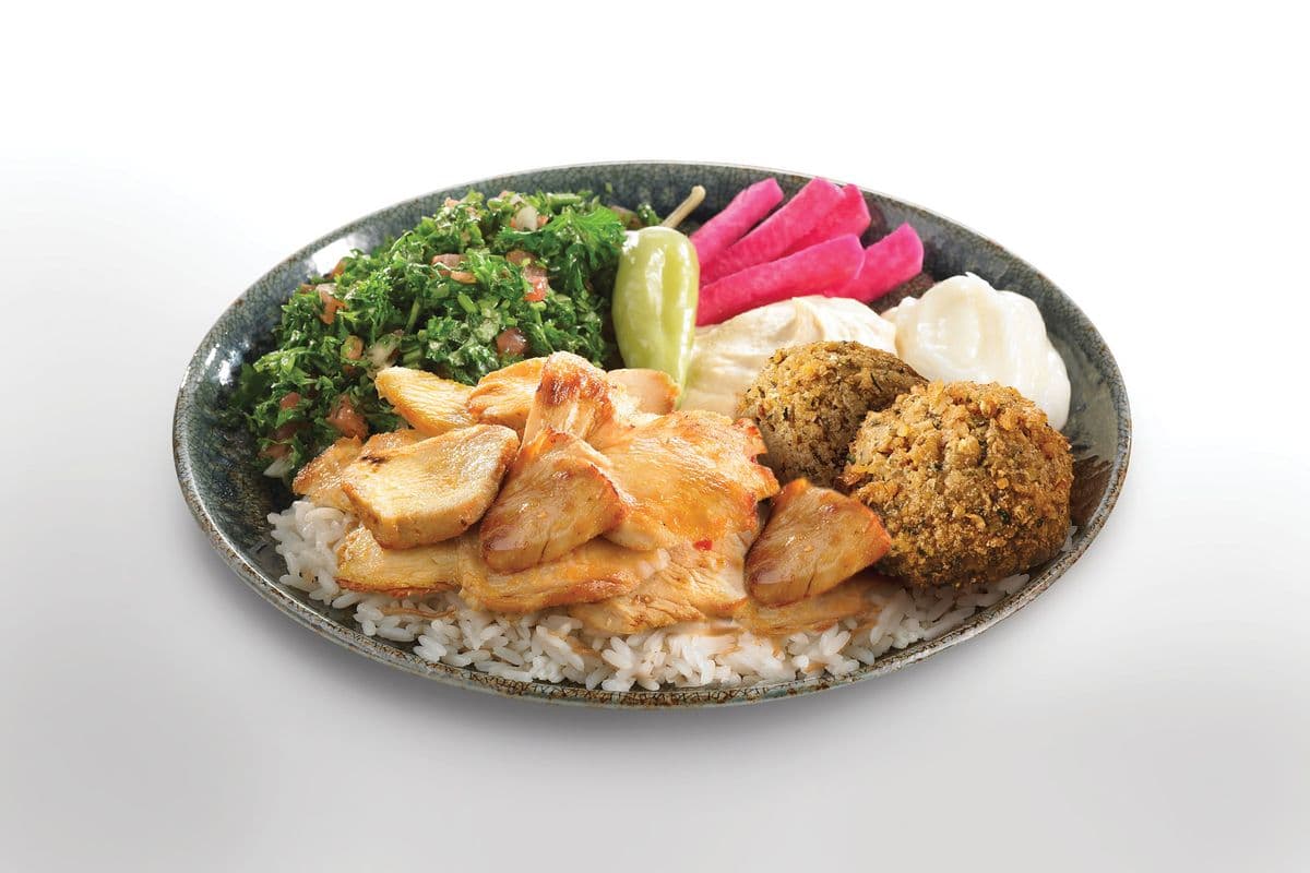 Falafel and Chicken Shawarma Plate